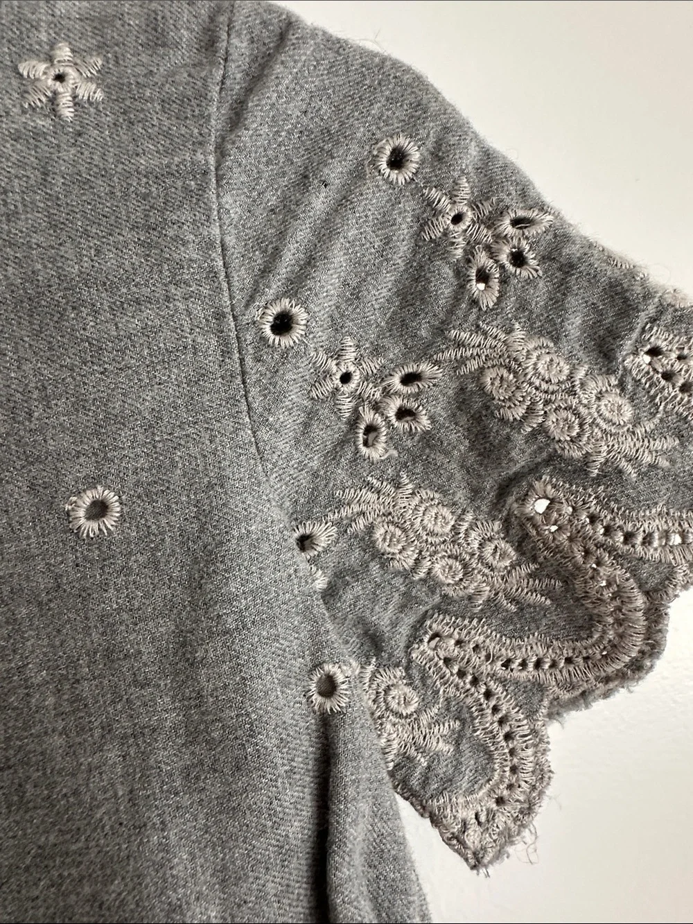 GAP Girls' Gray Eyelet Lace Dress
